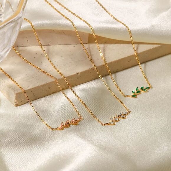 18K Gold Zircon Tree Branch Necklace - Picture 5 of 6